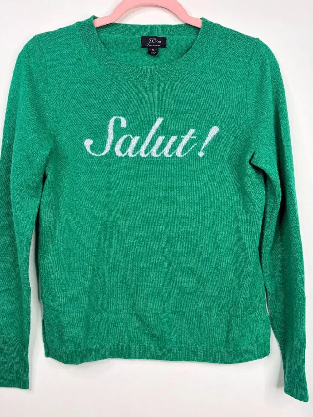 J. Crew Long-sleeve Everyday Cashmere Sweater in Salut! Kelly Green Small #A2827